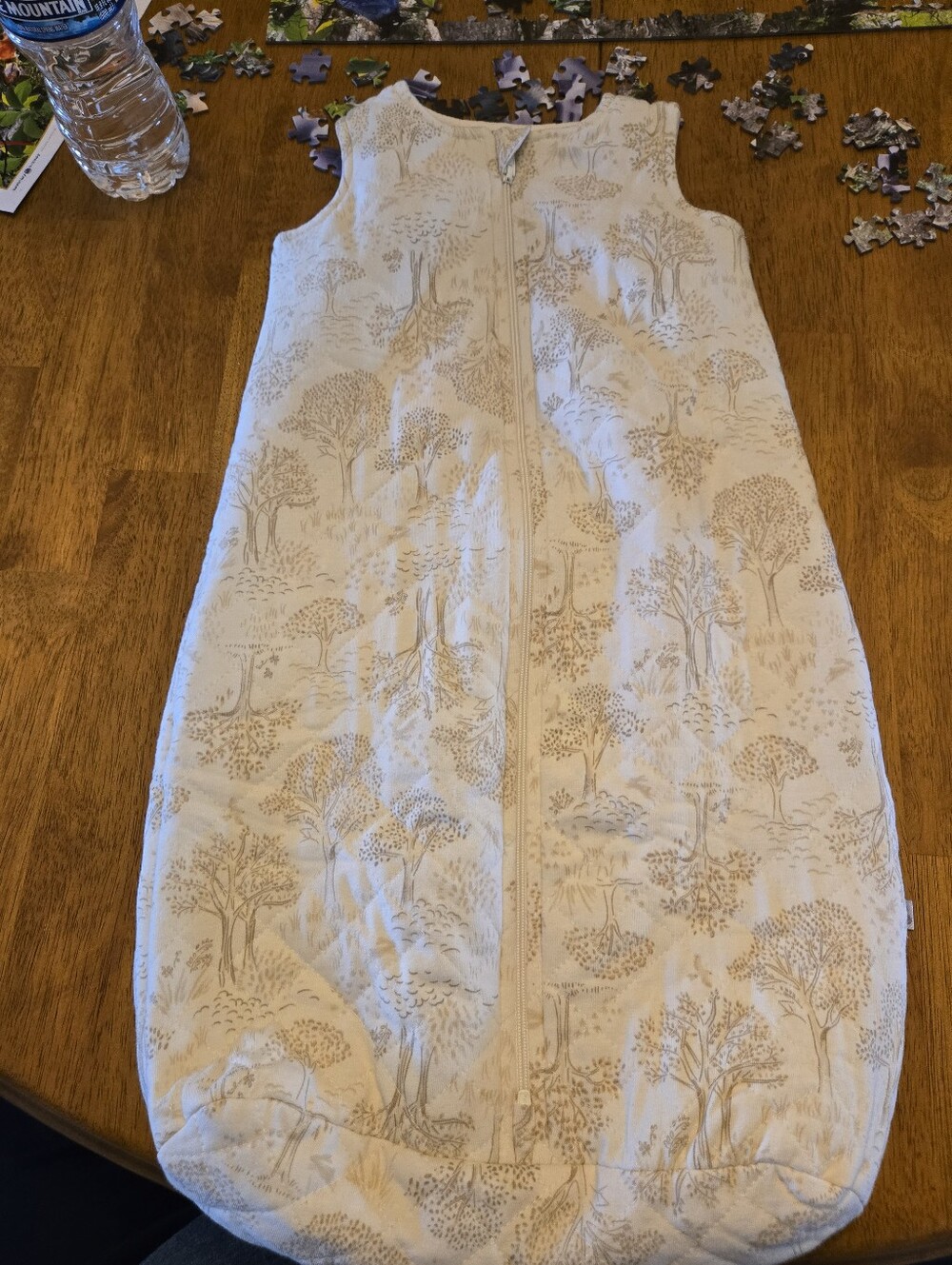 Neutral Tree-Print Sleep Sack Kids Pajamas - Zipper Front